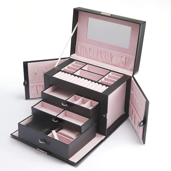 Kendal Black Leather Jewelry Box Travel Case And Lock Wayfair